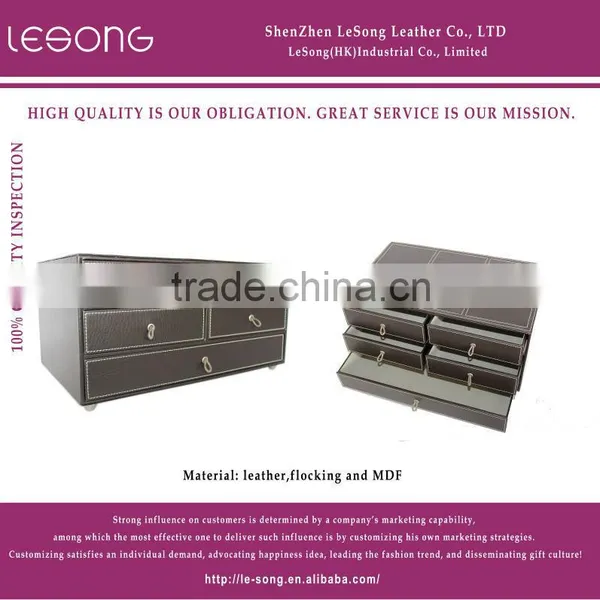 Decorative Leather Storage Box With Drawer/MDF Organizer Box