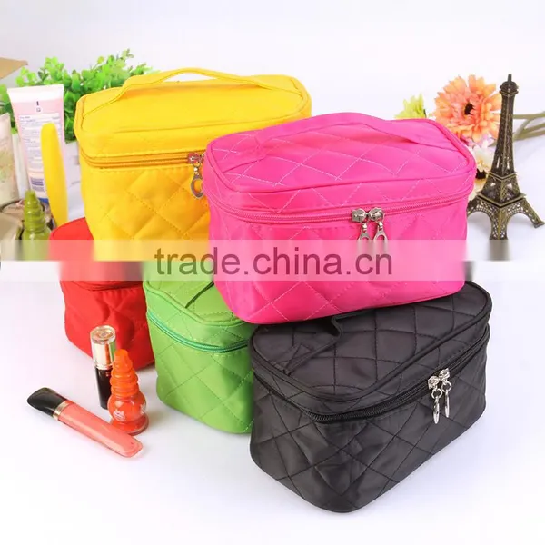 2016 Beauiful Cusmetic Bags Pure Color Middle Size Nylon Lady Handbags photo-3