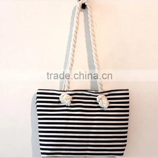 Fashion Design Stripe Beach Bag With Zipper photo-5