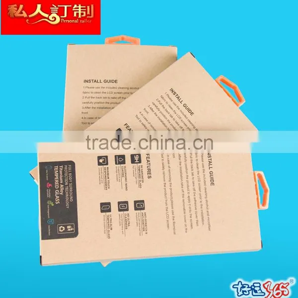 2016 Customized Brown Kraft Paper Box for Tempered Screen Protector With Silver Stamping and Plastic Hanger photo-5
