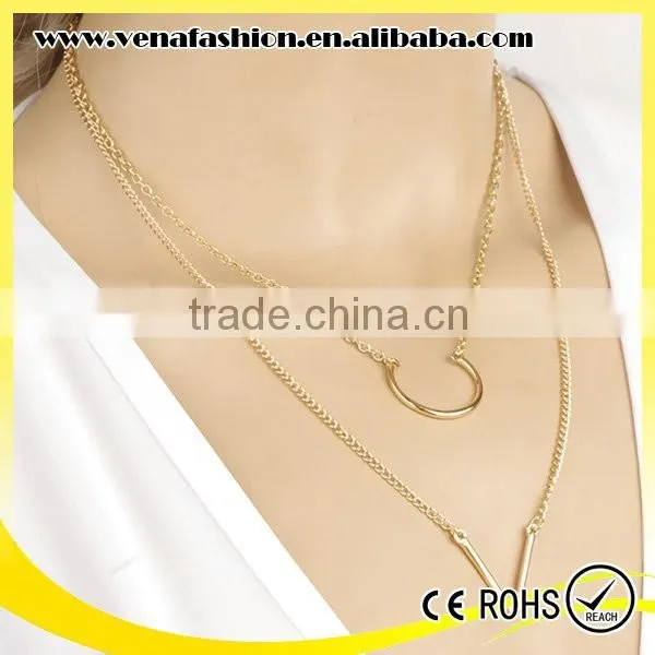 Double-deck Arrows Fashion Long Thin Chain Necklace photo-6