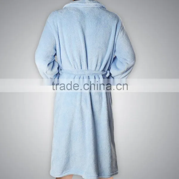 Super Soft Waterproof Microfiber Coral Fleece Bathrobe photo-3