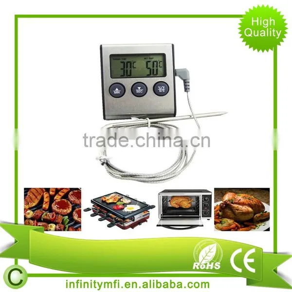 Digital Thermometer for Oven Digital LCD Display Probe Food Thermometer Timer Cooking Kitchen BBQ Meat photo-2