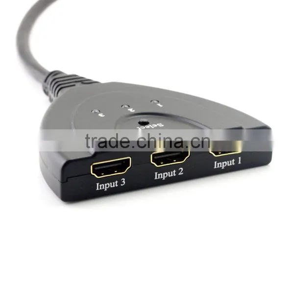 HDMI 1.4 Switch 3D 3-Port Bi-direction 3x1 HDMI Pigtail Auto Switcher 1x3 HDMI Splitter photo-4
