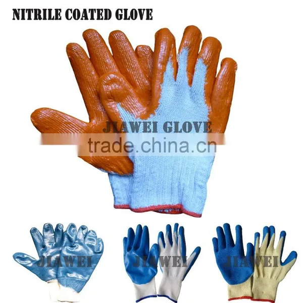 Cheap Safety Work Orange Ruber Palm Coated Glove/Guantes De Latex 0214