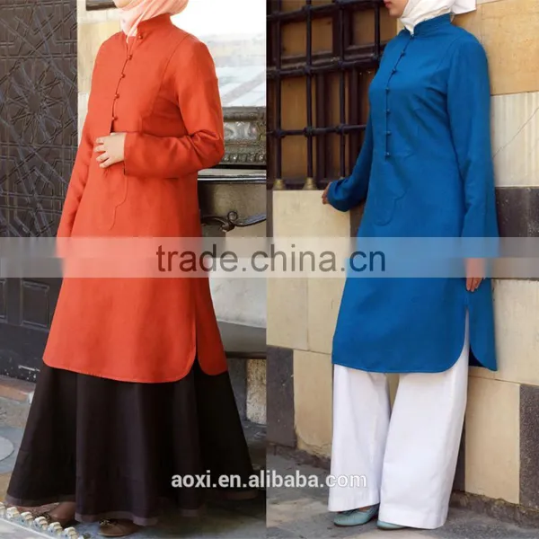 OEM Service China Factory Custom Made Wholesale Muslim Women Clothing Tunic Tops