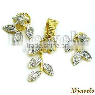 Diamond Gold Pendant Sets, Diamond Pendant Sets, Ladies Jewelry photo-2