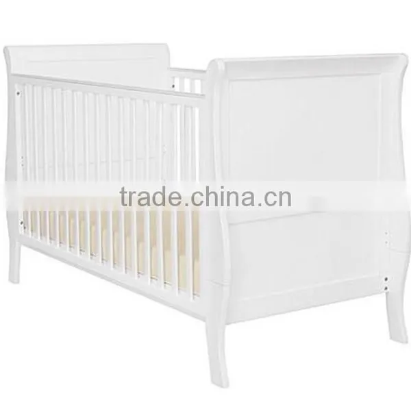 Deluxe 3 in 1 Baby Sleigh Cot / Baby Cot / Wooden Baby Cot photo-4