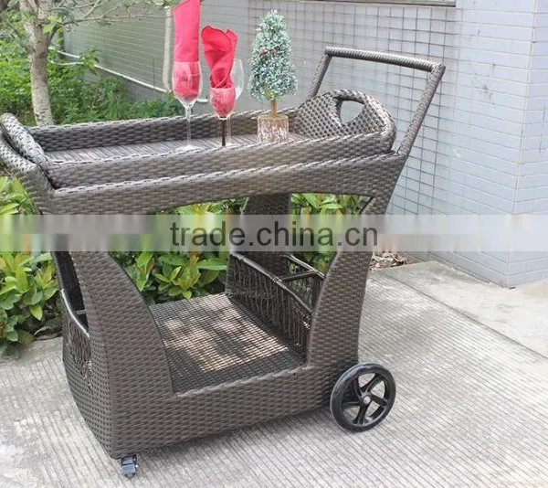 Rattan Furniture Food Dining Car With Fixable Wheels photo-2