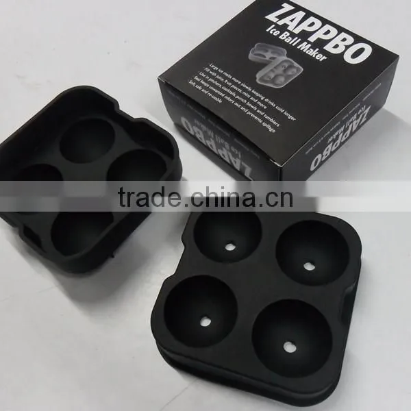 New Round Ice Balls Maker Silicone Tray Four Large Sphere Molds photo-6