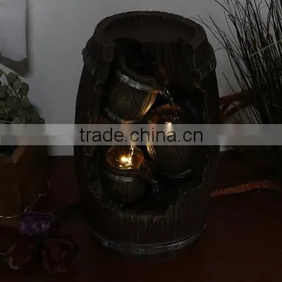 Three-Tier Cascading Barrels Tabletop Water Fountain With LED Lights photo-6