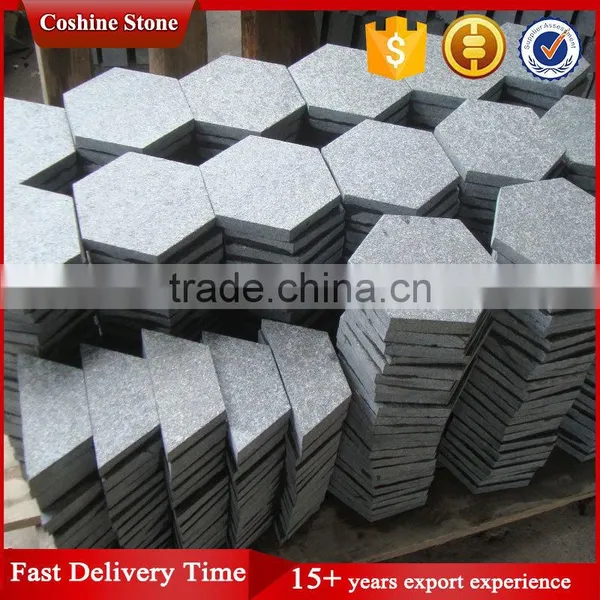 Black Basalt Stone Pearl Black G684 Granite Hexagon Tile photo-2