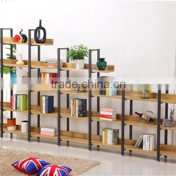 Steel-wood Bookshelf, Metal Frame French Style Furniture Antique Bookshelf Wooden Bookshelf photo-4