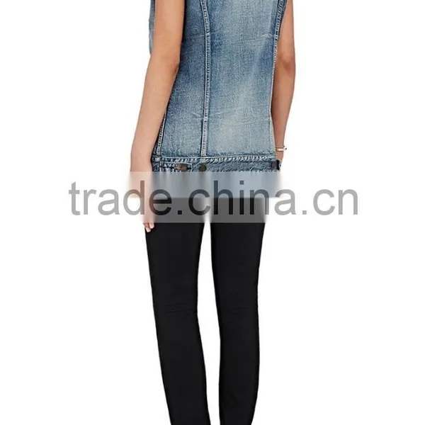 New Arrival Autumn Fashion Design Girls Denim Vest Wholesale photo-5