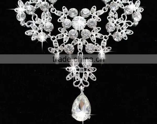 Zm33254a Beautiful Women Drop Earrings Simple Bridal Necklace Jewelry Set photo-4