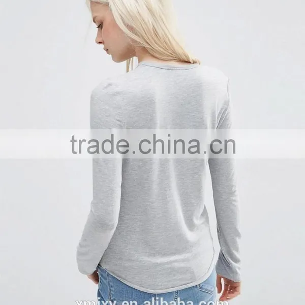 2016 Hot Sale Women Blank Long Sleeves Girls Favorite T-shirt photo-2