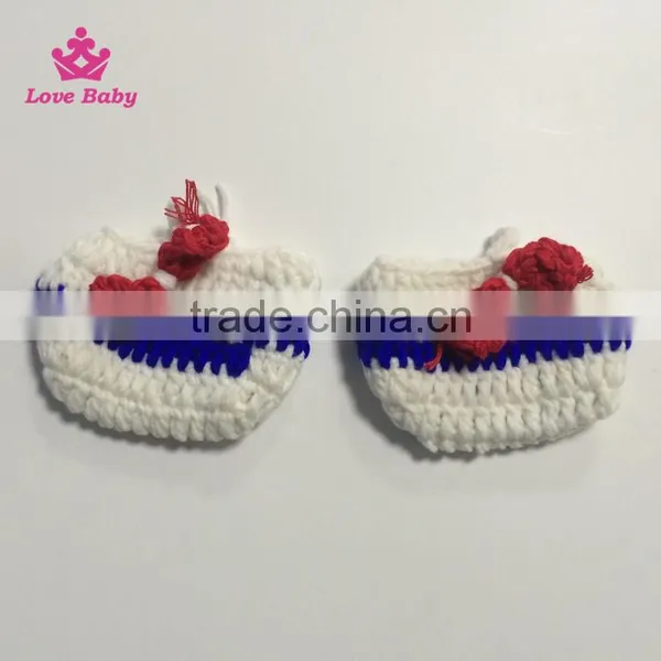 4pcs Set Photo Props Hat+shoes+diaper+tie Fashion Blue Crochet Cowboy Custome Photography photo-6