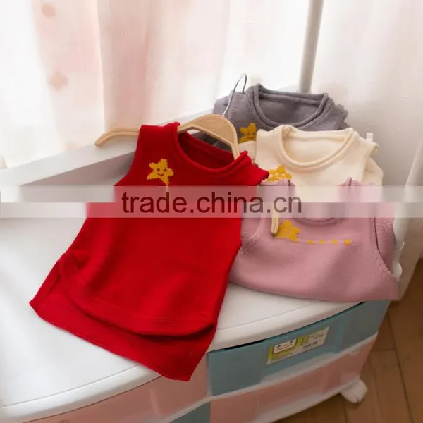 S32896W Toddler Baby Girls Floral Sleeveless Sweater Kids Children Kint Sweater Vest photo-6
