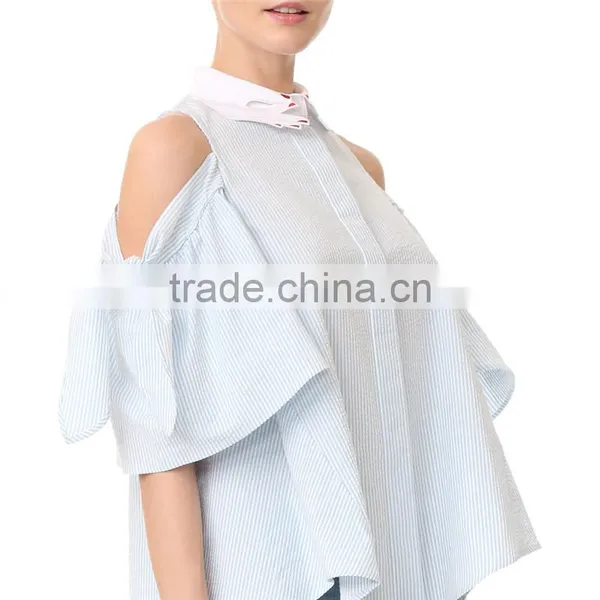 Spring Half Sleeve Voluminous High-low Hem High Neck Blouse Designs photo-3