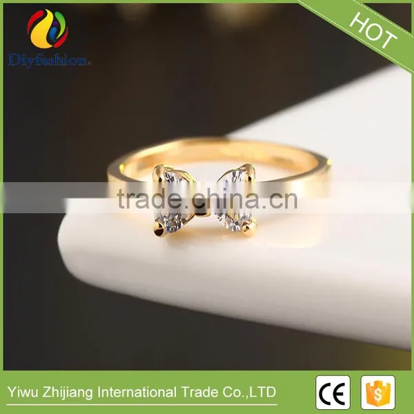 Wholesale Hot Gold Bowknot Ring Wedding Zircon Rings Women Jewelry photo-3