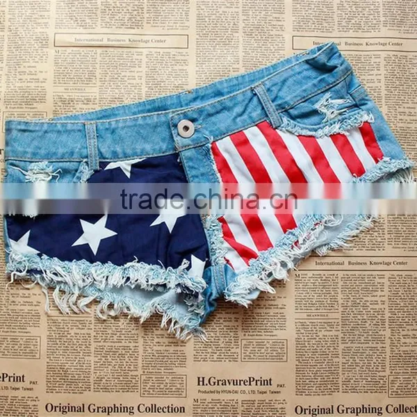 Fashion Flag Prints Women Jeans Summer Shorts photo-2