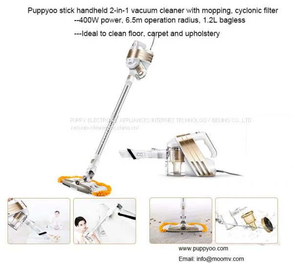 Puppyoo 2 in 1 Corded Handheld Stick Vacuum Cleaner light design 400W