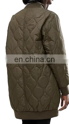 Chinese Manufacturer Padded Quilted Longline Bomber Jacket photo-5