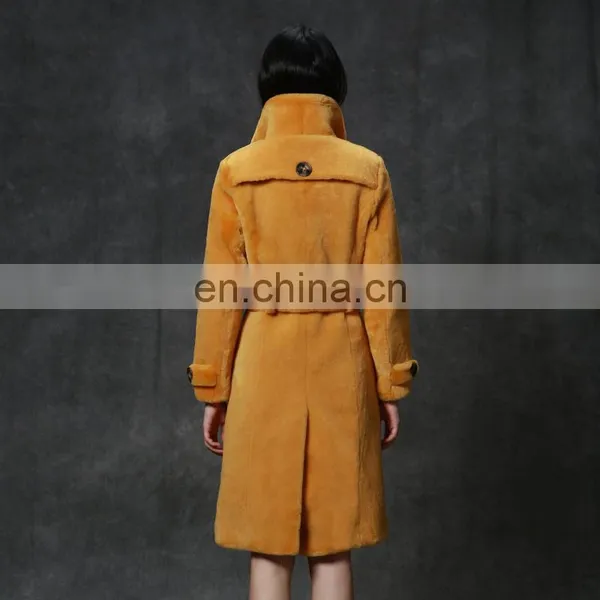 New Style Double Breasted Merino Sheep Shearling Fur Coat photo-5