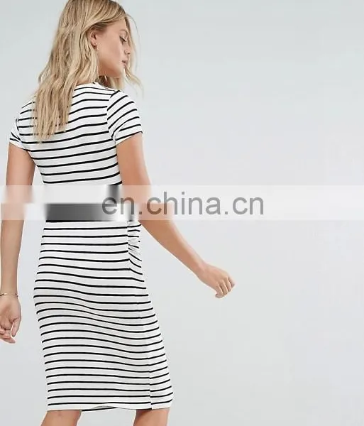 New Look Stripe Side Detail Pregnant Women Maternity Dress Design photo-4