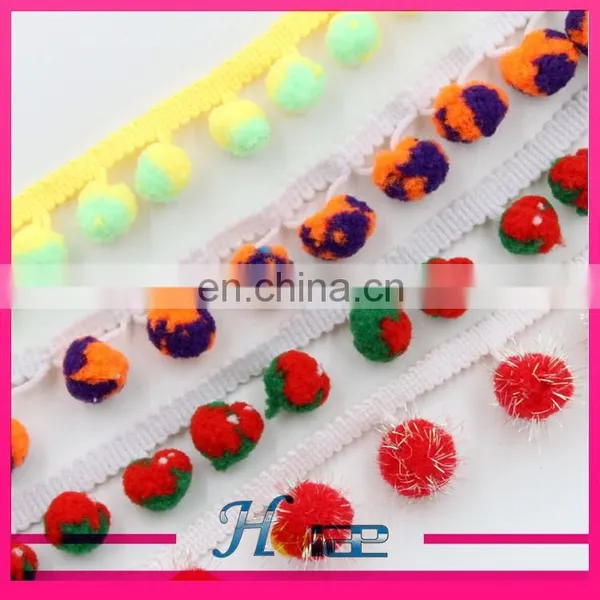 Fashion 2cm Width Colorful Tassel Fringe Pom Pom Trim for Clothing Hea189 photo-5