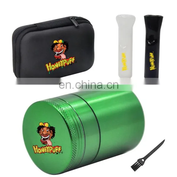 HQP-XJ08 HongQiang Customize Logo Smoking Set With Cleaning Brush 2pcs of Glass Tips and 1pc Metal Herb Grinder photo-4