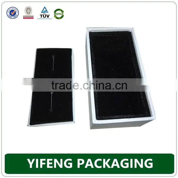 Luxury Velvet Black White Cardboard Paper Gifts Cufflink Box photo-4
