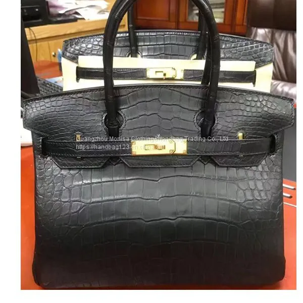 Nile Crocodile Platinum 25 Matte Pure Water Dyed Crocodile Leather Bag European And American Fashion Women's Handbag Handbag Wax Line Half Hand Sewing photo-3