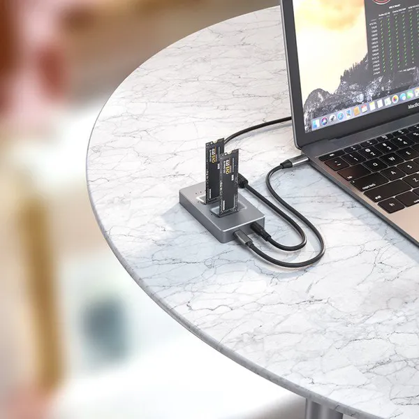 Offline Cloning Portable Aluminum Dual Slot M.2 SSD Enclosure photo-2