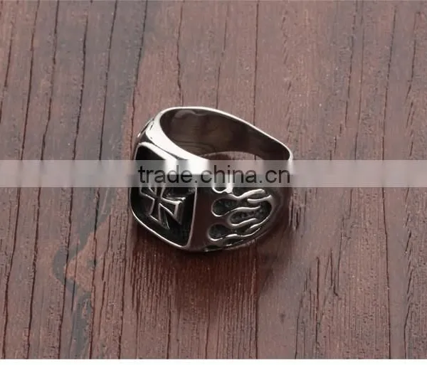 Man Stainless Steel Exaggerate Rings Flame Cross Fashion Punk Rock Roll Rings Boyfriend Gift photo-4