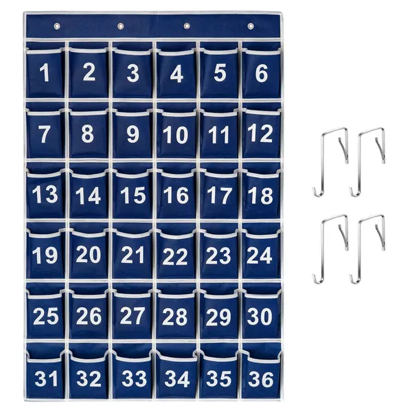 Classroom Cell Phone Calculator Holder Numbered 36 Pockets Chart Hanging Wall Door Storage Organizer