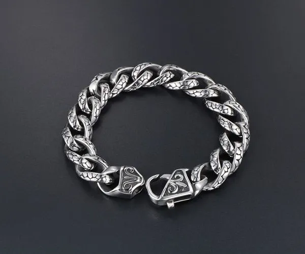 Stainless Steel Leopard Print Bracelet for Men,Titanium Steel Cast Bracelet, Retro Hiphop Jewelry Gift to Husband Father Dad photo-2