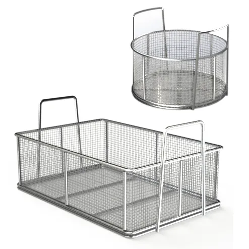 OEM High-quality Stainless Steel Mesh Basket, Laboratory Metal Wire Basket Belt Handle, Metal Filter Basket