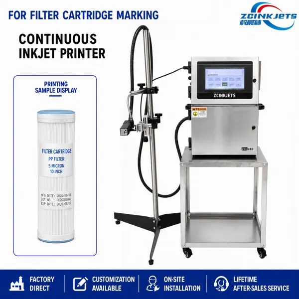 CIJ Inkjet Printer for Filter Cartridges Model Number Batch Code Production Date Serial Number Line Coding