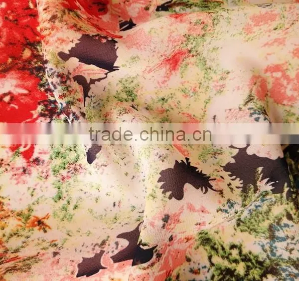 2015 Fabric Chiffon Print Flower Design for Women Dress photo-3
