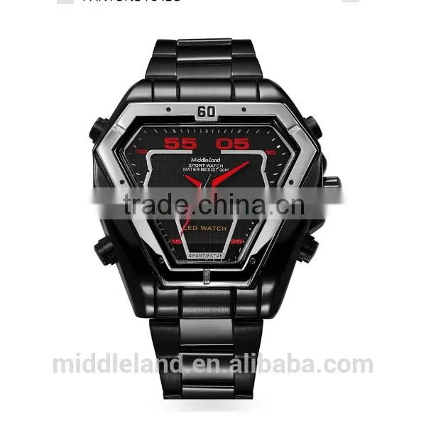 MIDDLELAND Stainless Steel Watch Band Alloy Watch Case Smart Waterproof Men's LED Light Up Watches photo-4