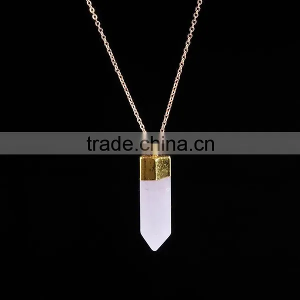 2016 Trendy Hot Style Natural Stone Gold Plated Bullet Necklace SMJ0137 photo-3