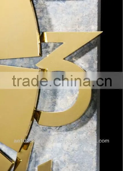 Unique Clock, Decorative Clock, Gold Plated Steel Numbers With Stone Veneer, Handmade Latest Wall Clock photo-4