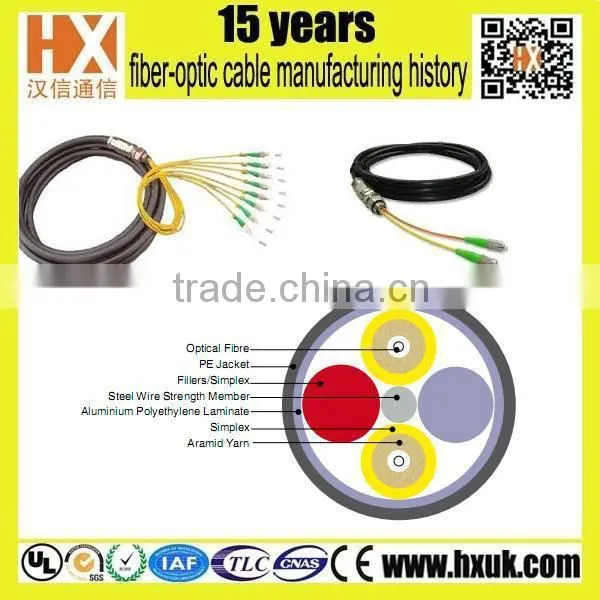 Military Ruggedised Fiber Optic Cable GYJTA Water Proof Fiber Optic Cable 2 Core SM Made in China