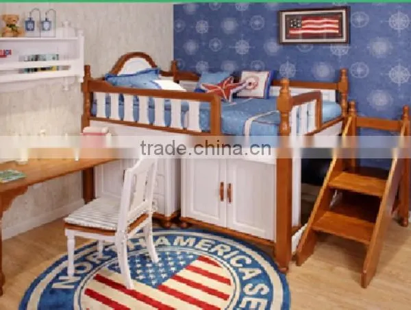 2016 Home School Dormitory Furniture Students Wooden Bunk Bed With Staircase#SP-BC102 photo-3