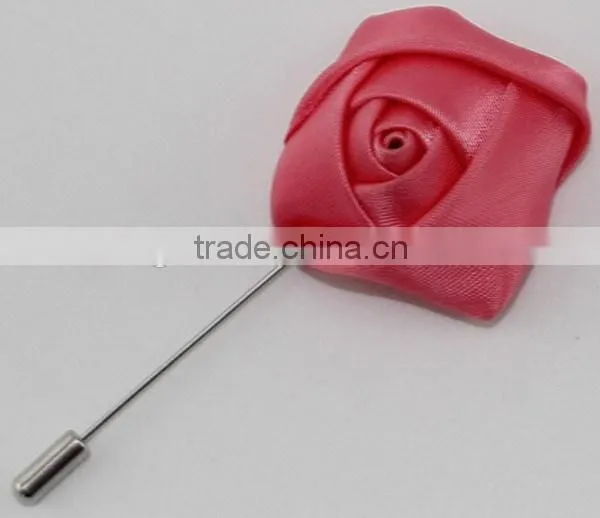 Silk Rose Flower Corsage Long Pin Brooch For Men's Suits Wedding Occasion photo-4