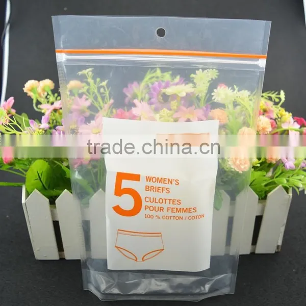 Underwear Plastic Custom Print Zip Lock Bag / Stand up Pouch With Hang Hole