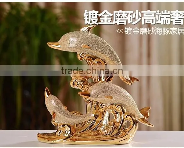 2016 Wholesale Ceramic Gold-plated Dolphin Luxury Home Decor photo-2