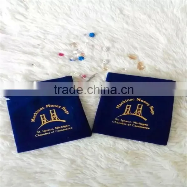 Best Quality Coffe Color Velvet Jewelry Pouch Gem Packing Bags With Label/ Flocking Printed Fabric Pouch photo-5