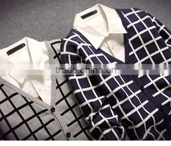2015 Winter Men's V-neck Long-sleeved Show Thin Sweater Knit Cardigan for Korean Style Sweater photo-5